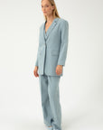 DUST BLUE WIDE-LEG TROUSERS