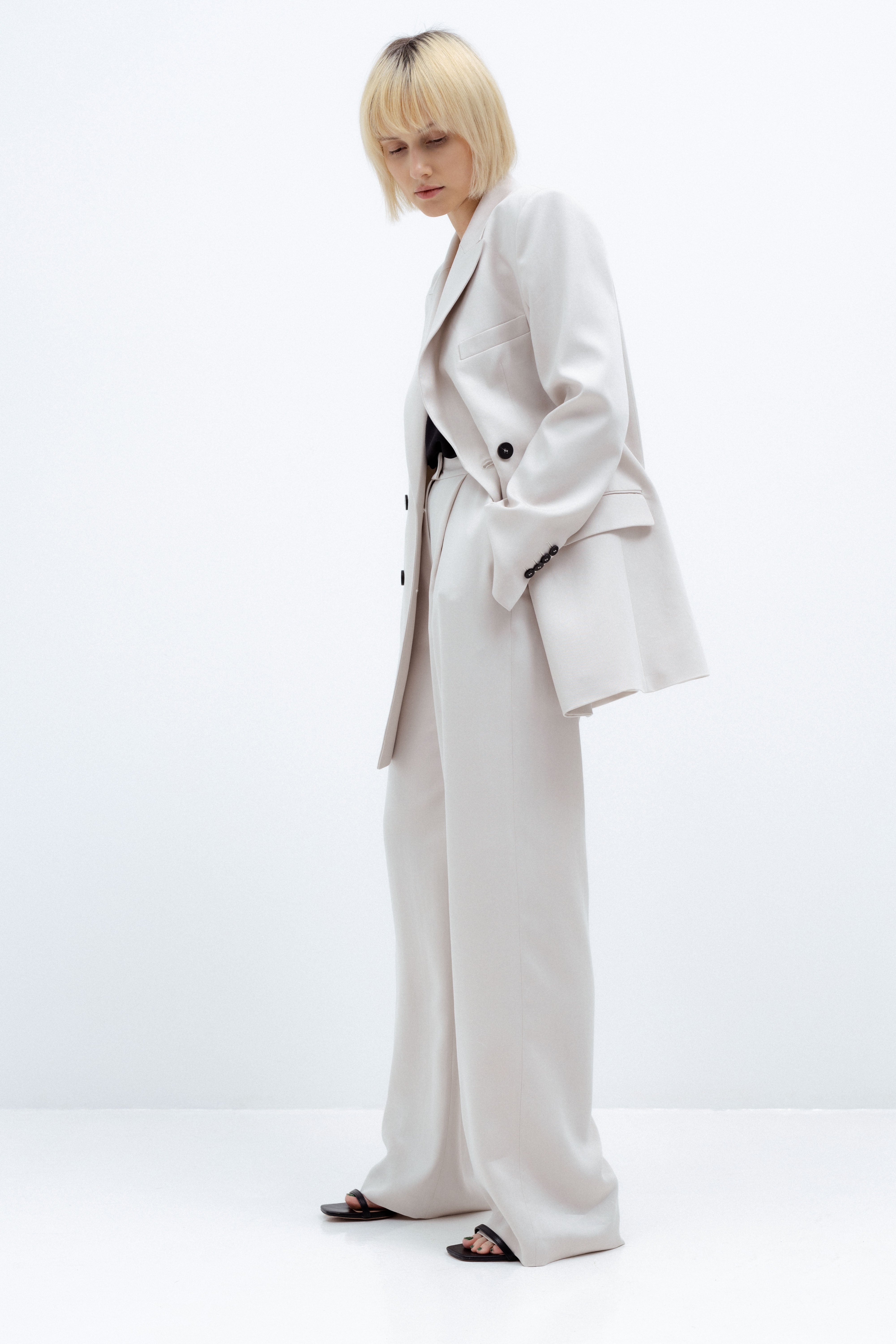 WIDE-LEG TROUSERS IN MILK