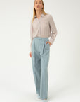 DUST BLUE WIDE-LEG TROUSERS