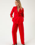 WIDE-LEG RED SUIT TROUSERS