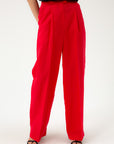 WIDE-LEG RED SUIT TROUSERS