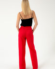 WIDE-LEG RED SUIT TROUSERS