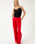 WIDE-LEG RED SUIT TROUSERS