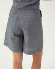 NAVY MELANGE SHORTS WITH LINEN