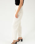 TAPERED ECRU TROUSERS WITH PLEAT