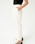 TAPERED ECRU TROUSERS WITH PLEAT