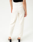 TAPERED ECRU TROUSERS WITH PLEAT