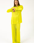 WIDE-LEG TROUSERS IN LIME