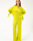 WIDE-LEG TROUSERS IN LIME