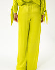 WIDE-LEG TROUSERS IN LIME