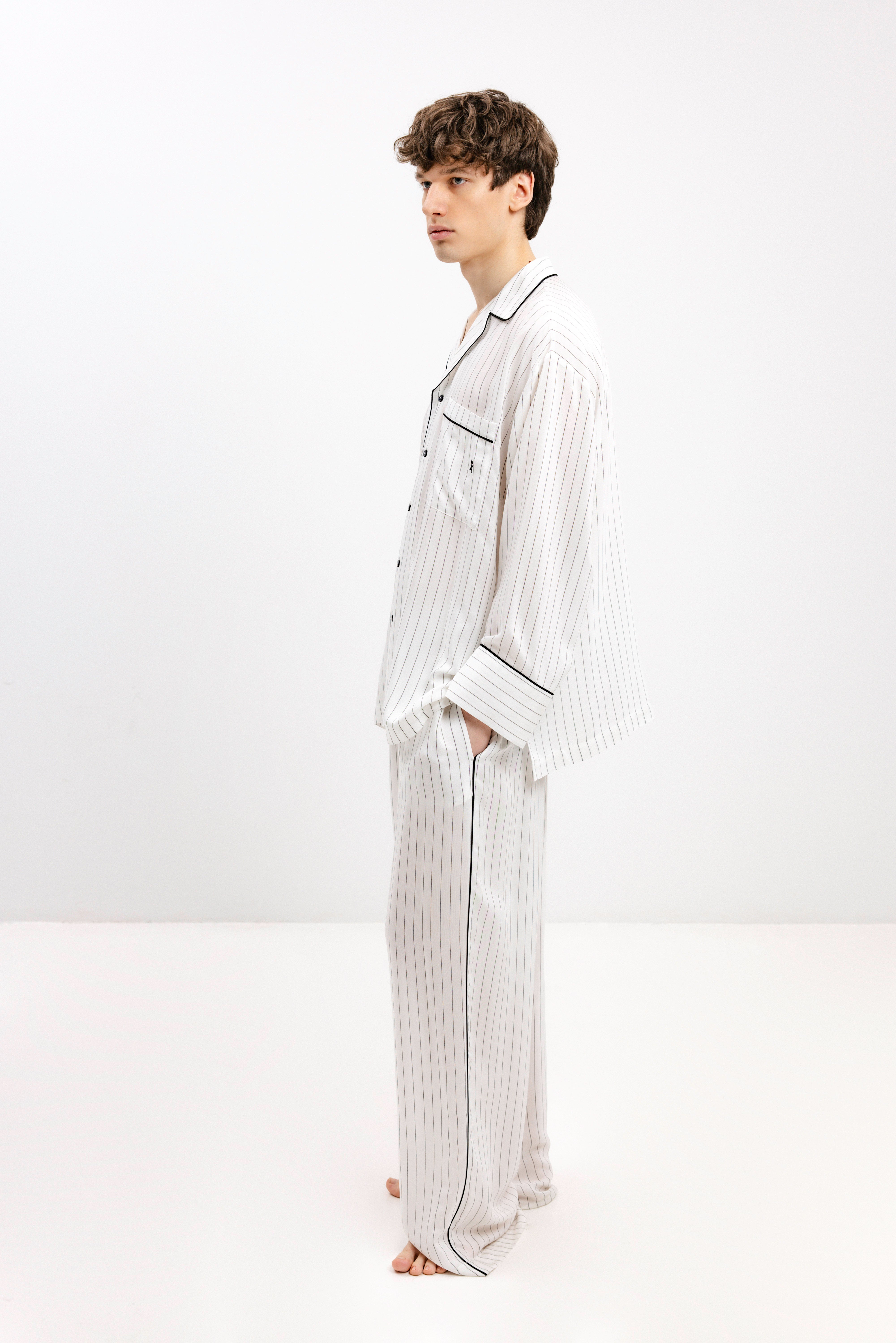 PYJAMA PANTS IN BLACK STRIPES - UNISEX