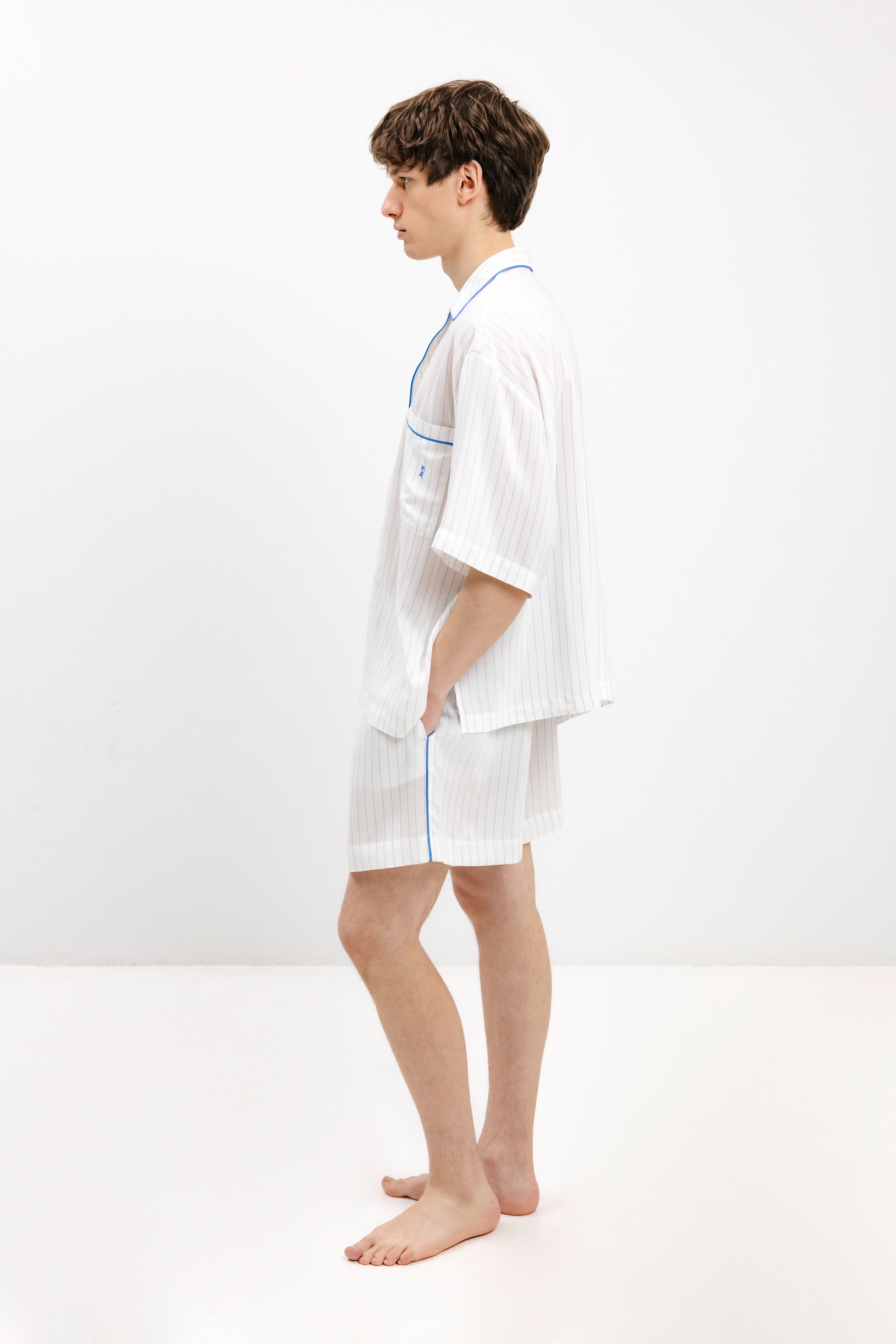 PYJAMA SHORTS IN BLUE STRIPES - UNISEX