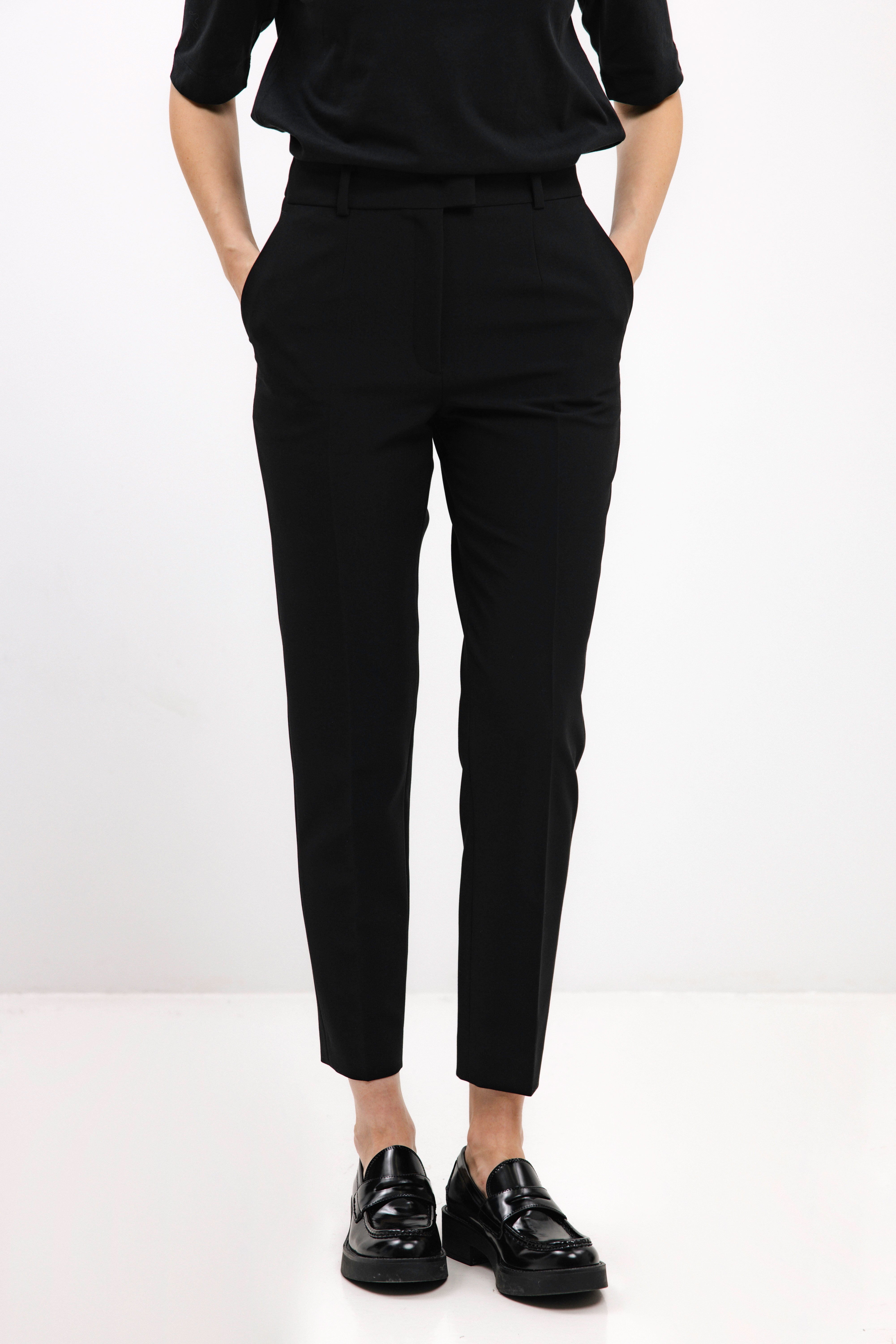 BLACK SLIM-FIT CROPPED TROUSERS