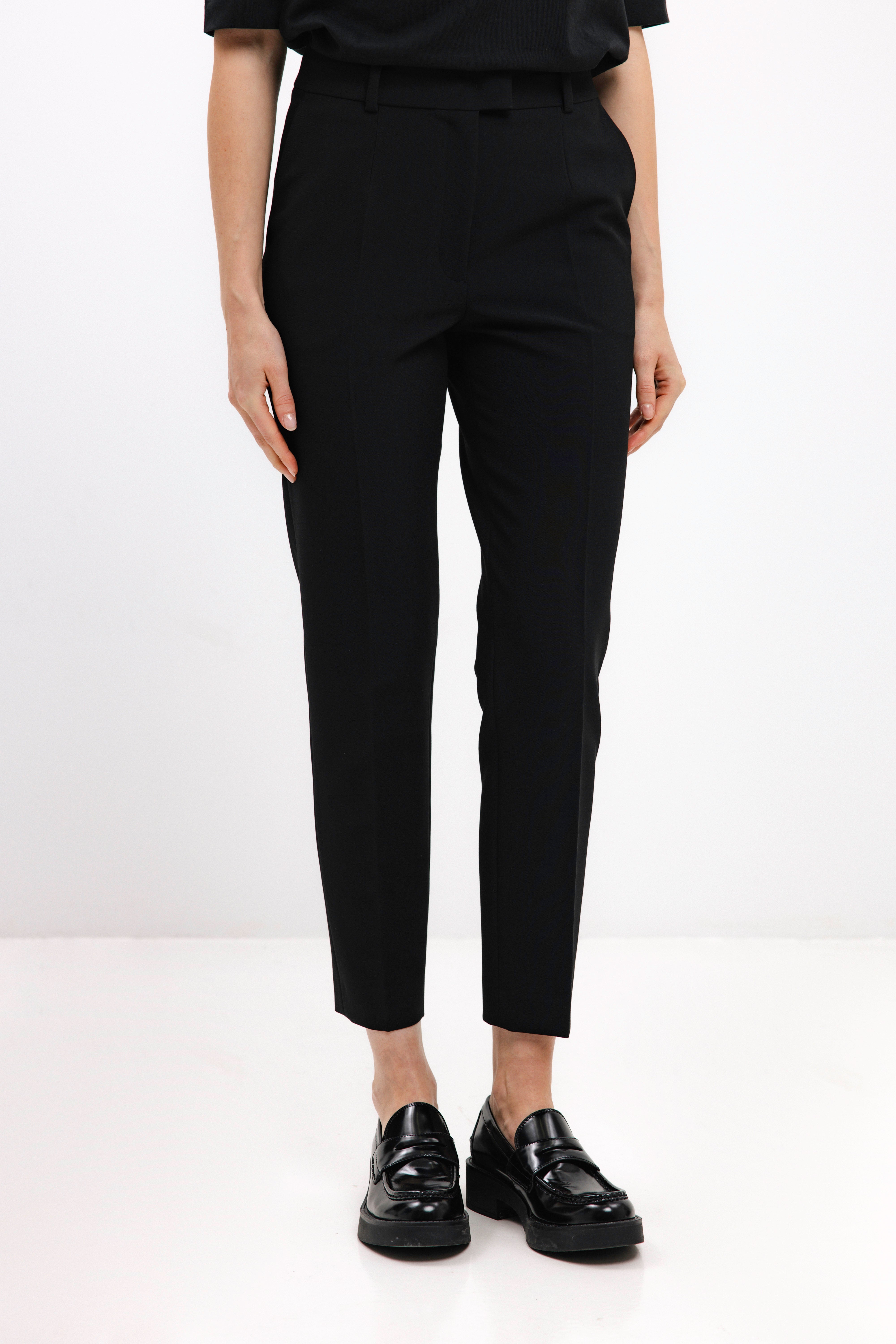 BLACK SLIM-FIT CROPPED TROUSERS