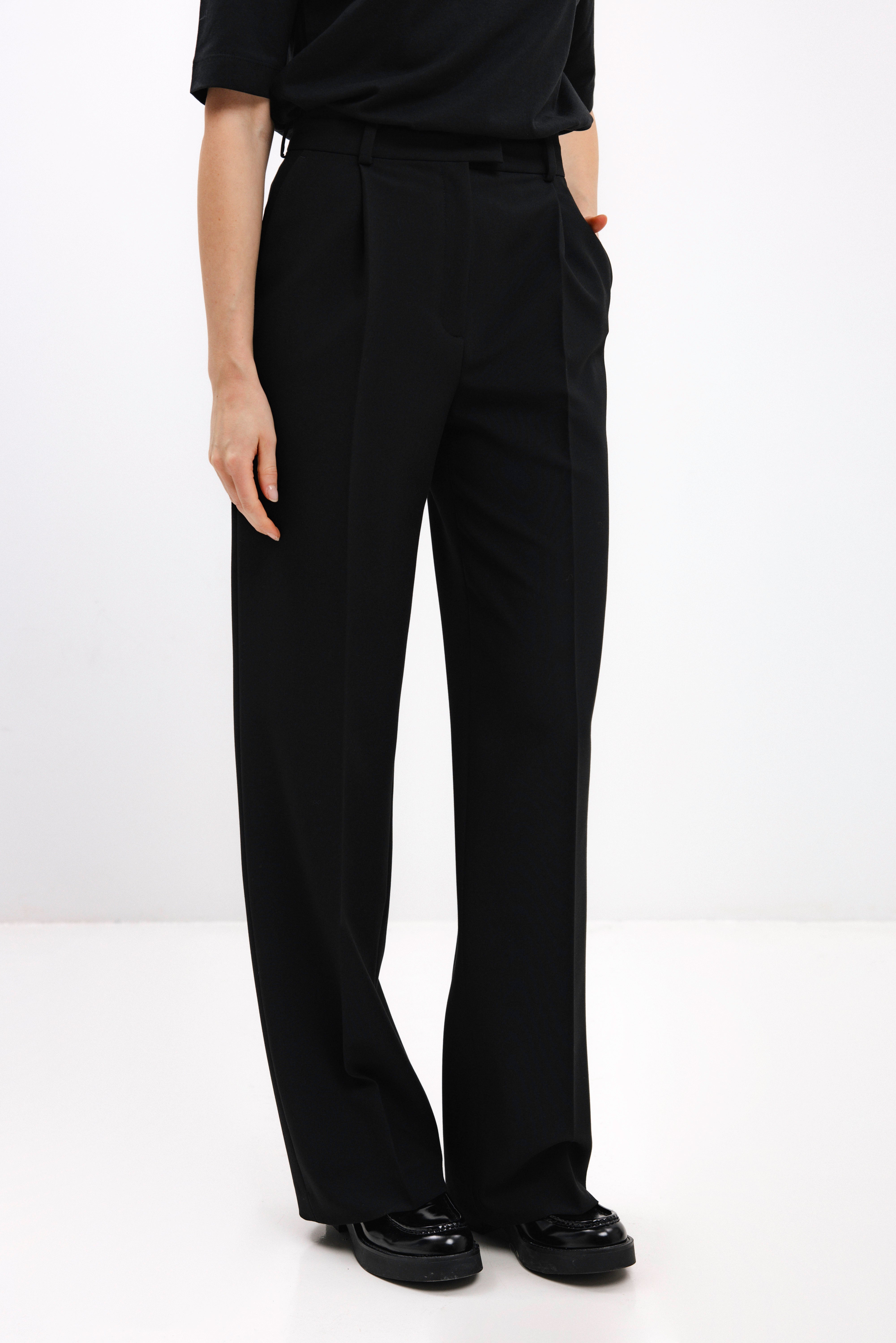 BLACK STRAIGHT-LEG TROUSERS