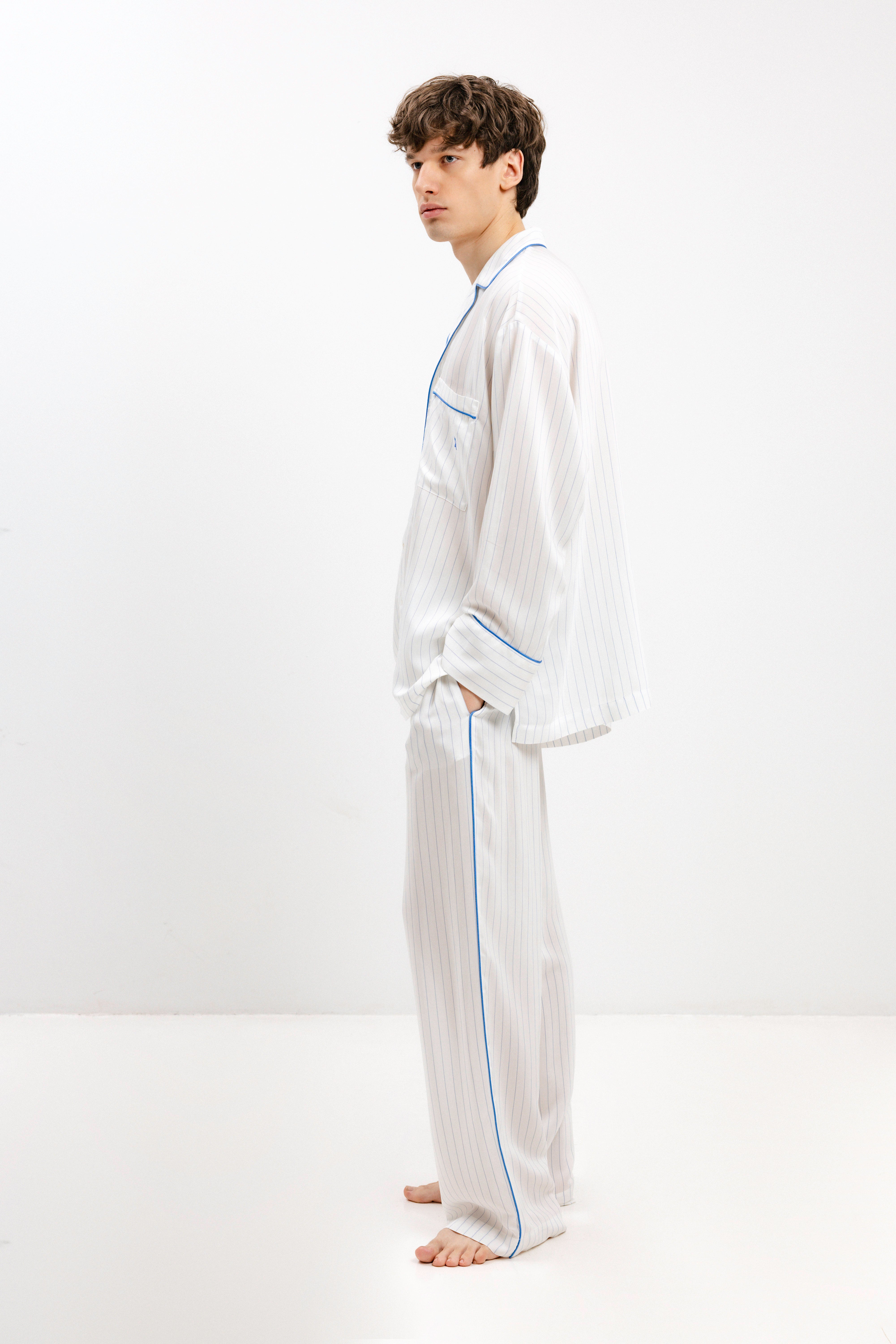 PYJAMA PANTS IN BLUE STRIPES - UNISEX