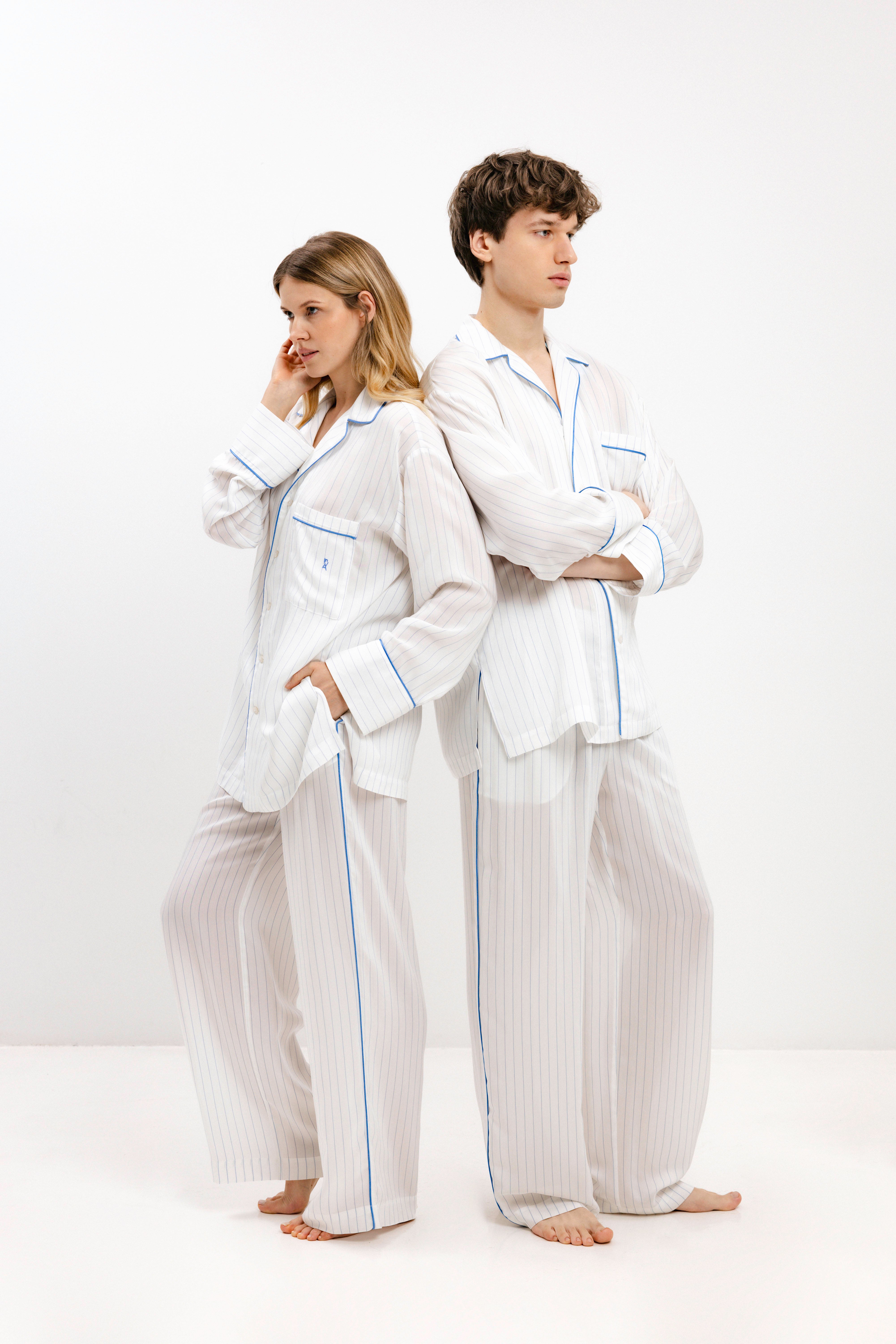 PYJAMA PANTS IN BLUE STRIPES - UNISEX