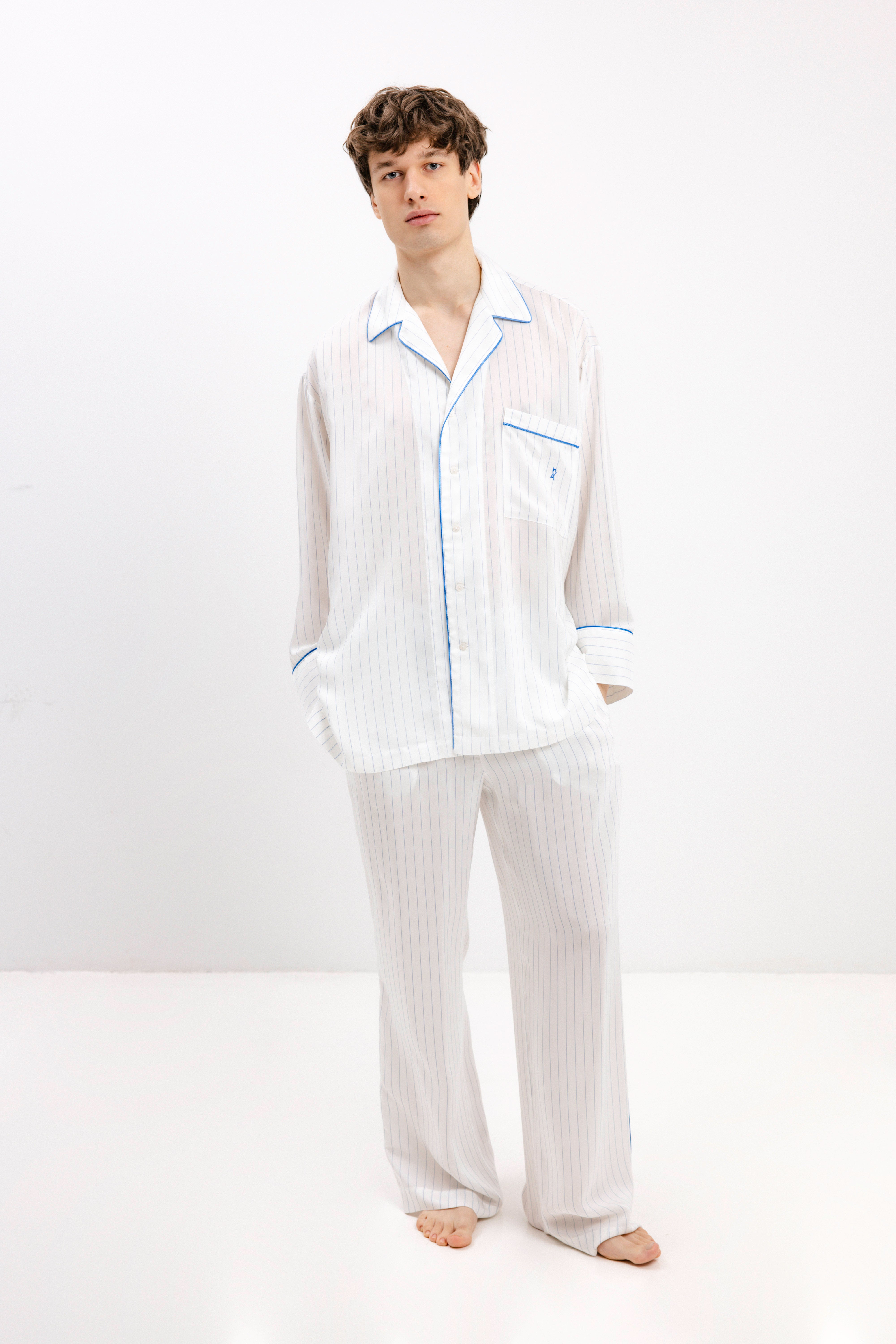 PYJAMA PANTS IN BLUE STRIPES - UNISEX
