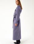 LONG DOUBLE-BREASTED WOOL COAT WITH BELT