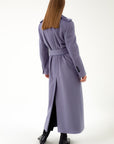 LONG DOUBLE-BREASTED WOOL COAT WITH BELT