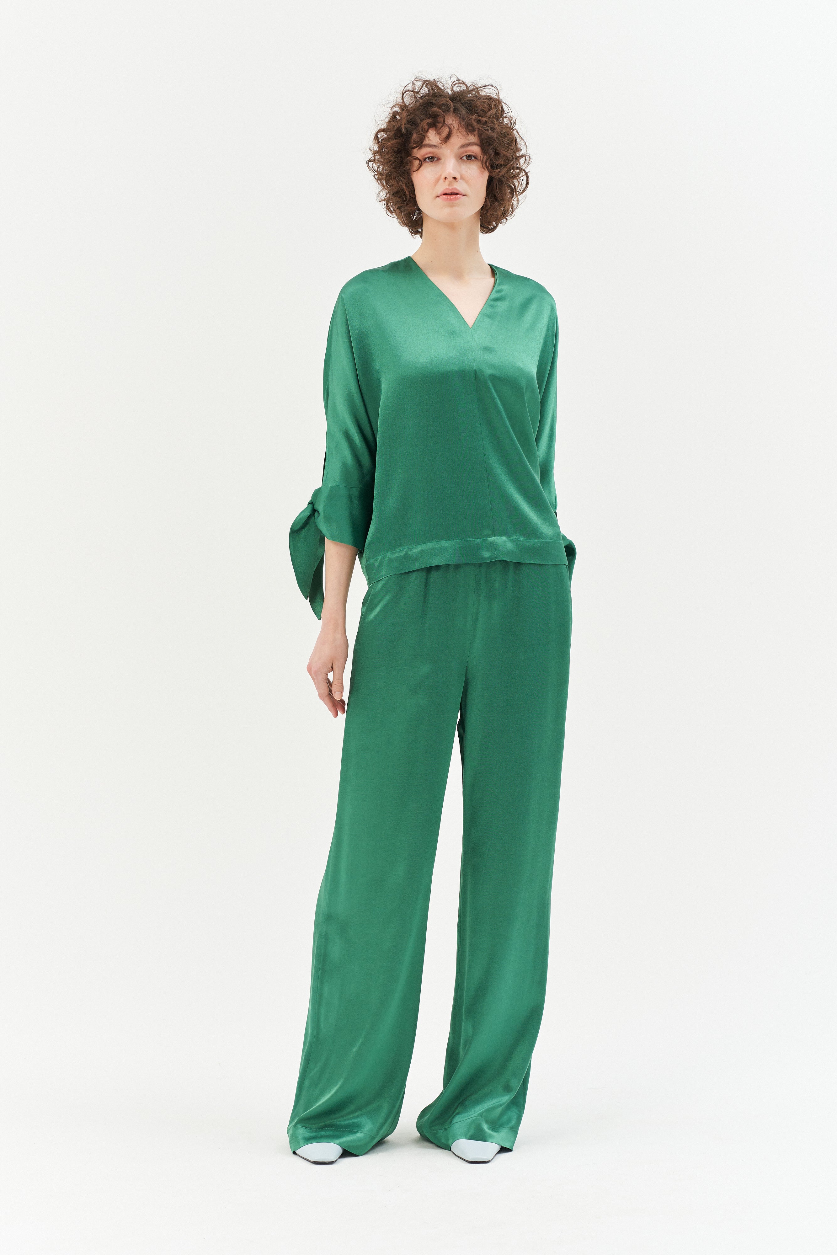 AMAZON GREEN 3/4 SLEEVE BLOUSE