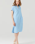 Easy To Wear Linen V-Neck Dress Sky