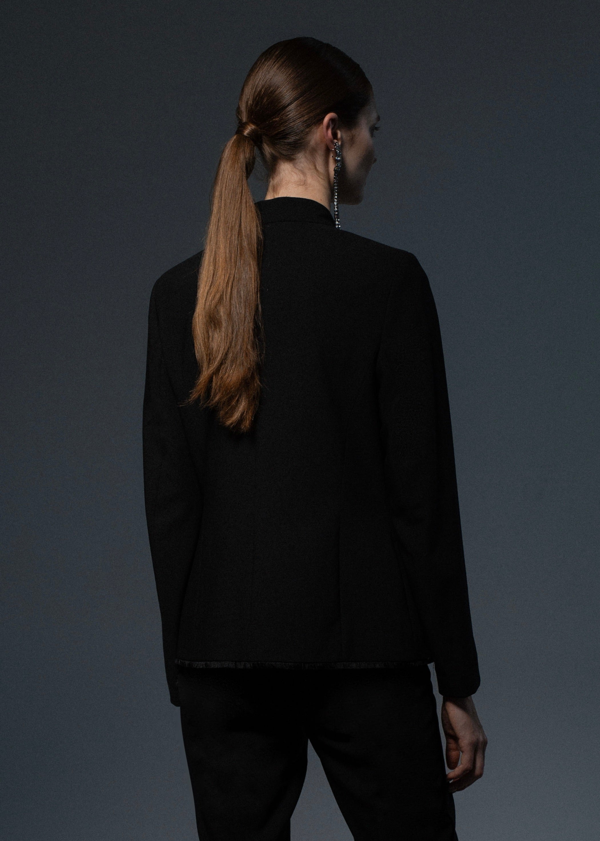 Short fitted wool jacket Black
