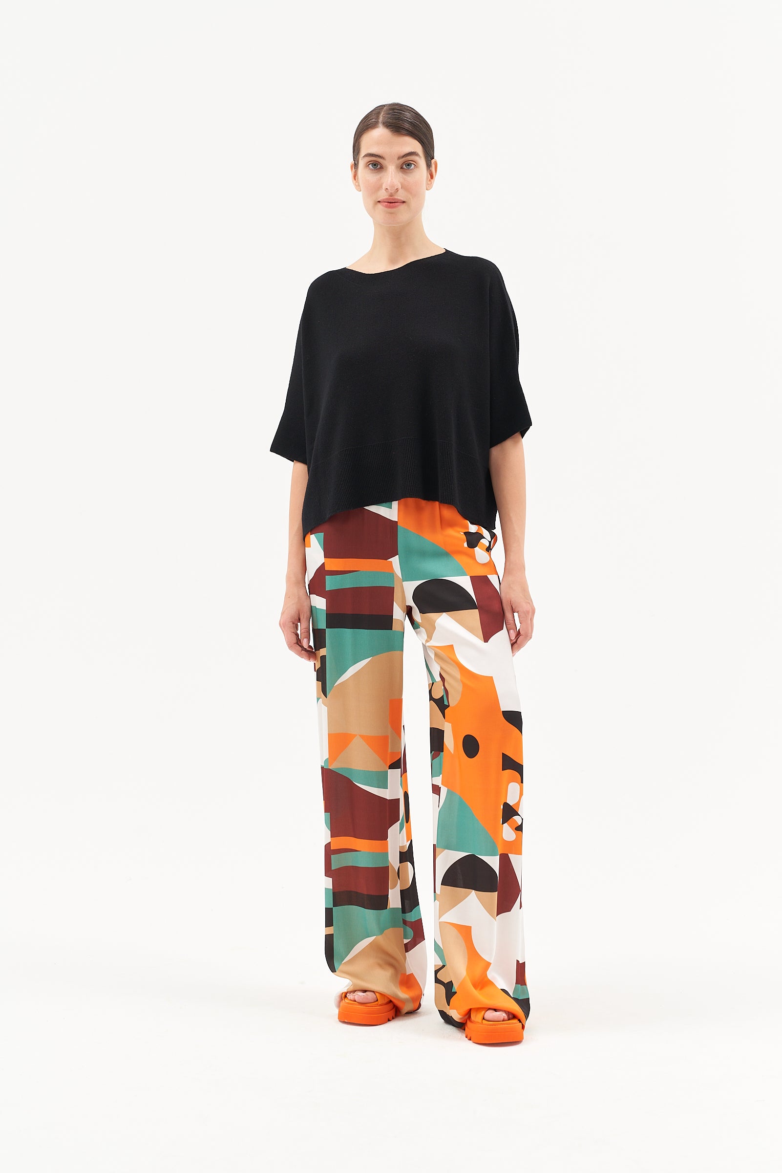 FLARED VISCOSE TROUSERS AFRO ETNO