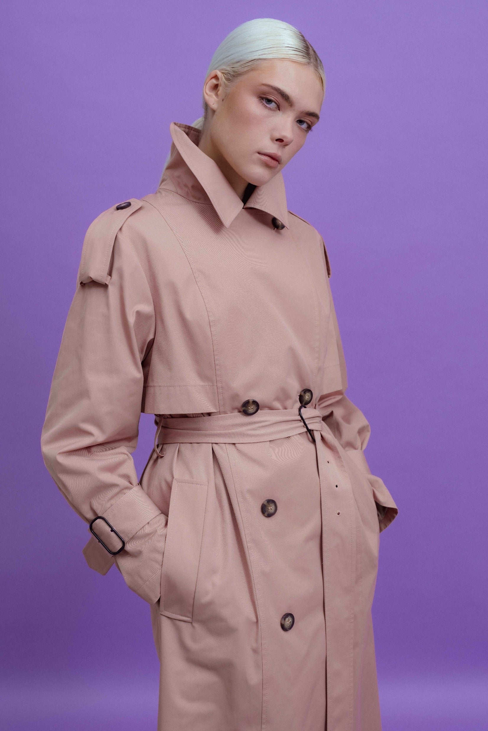 Peach trench coat discount