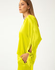LIME BLOUSE WITH TIE CUFFS SLEEVES