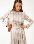 STRIPED WIDE-LEG TROUSERS WITH PLEATS