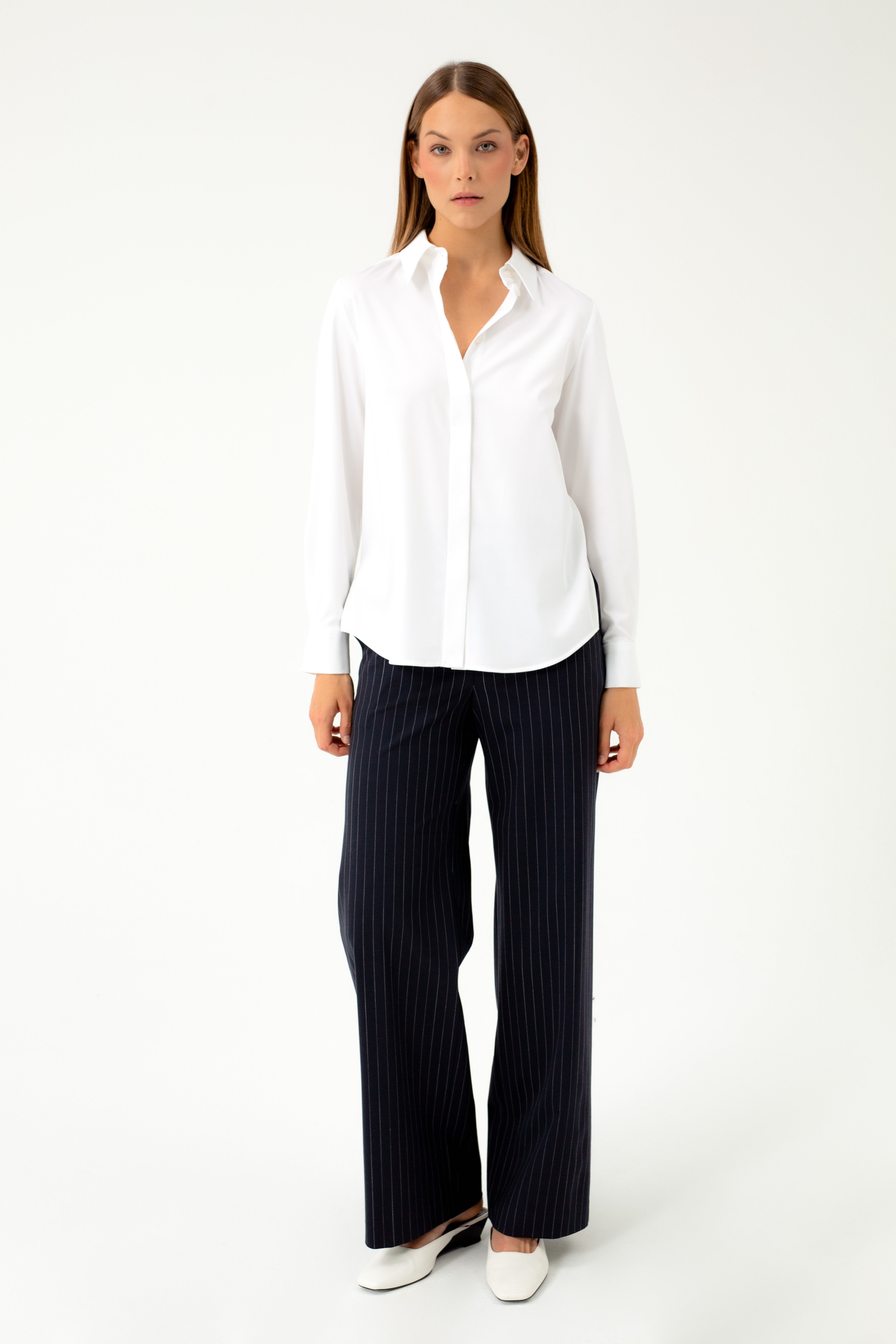 STRAIGTH STRIPED TROUSERS WITH ELASTIC WAISTBAND