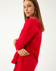 RED 3/4 SLEEVES BLOUSE