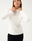 MILK JERSEY BLOUSE WITH HIGH NECK