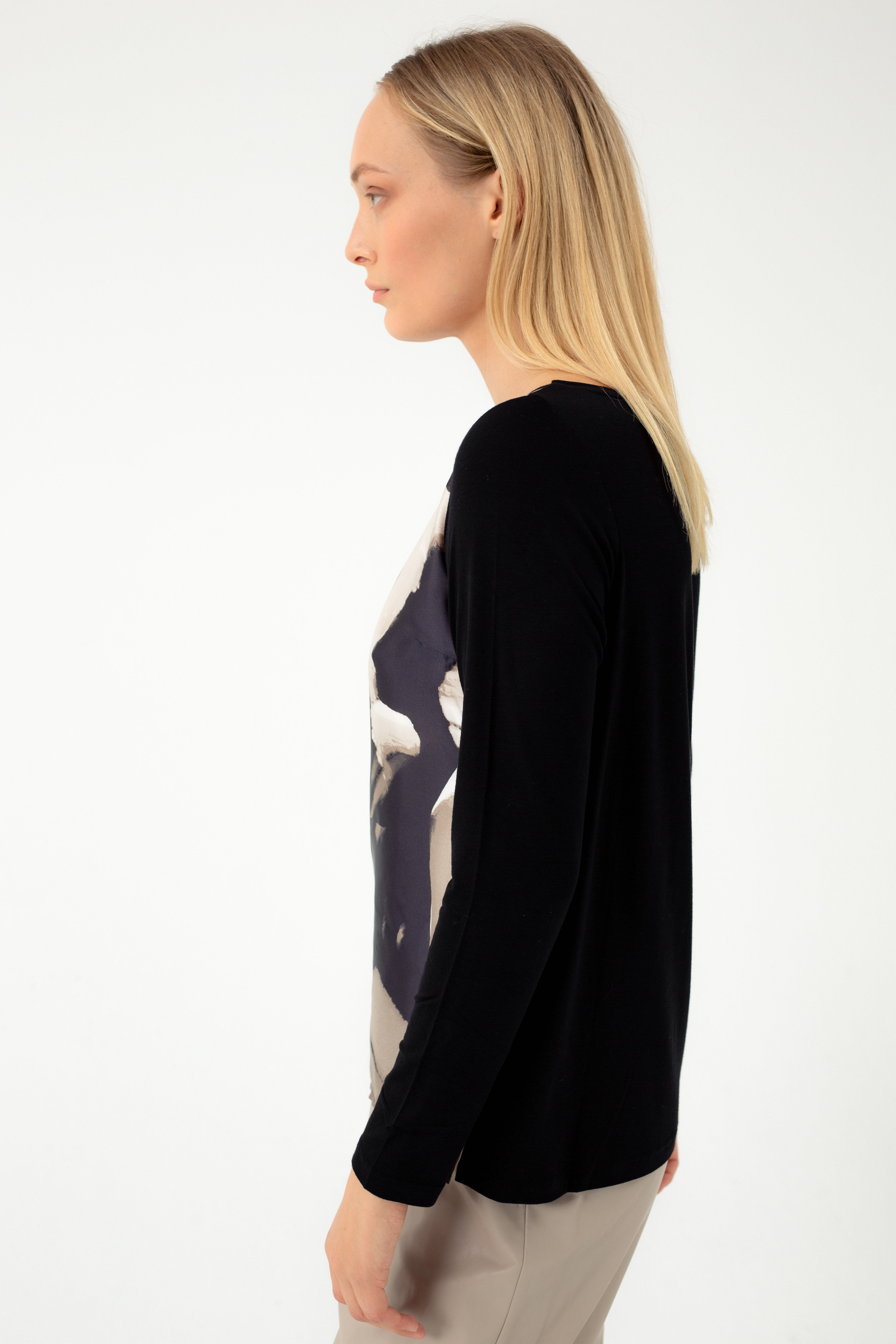 JERSEY BLOUSE WITH FRONT PRINT