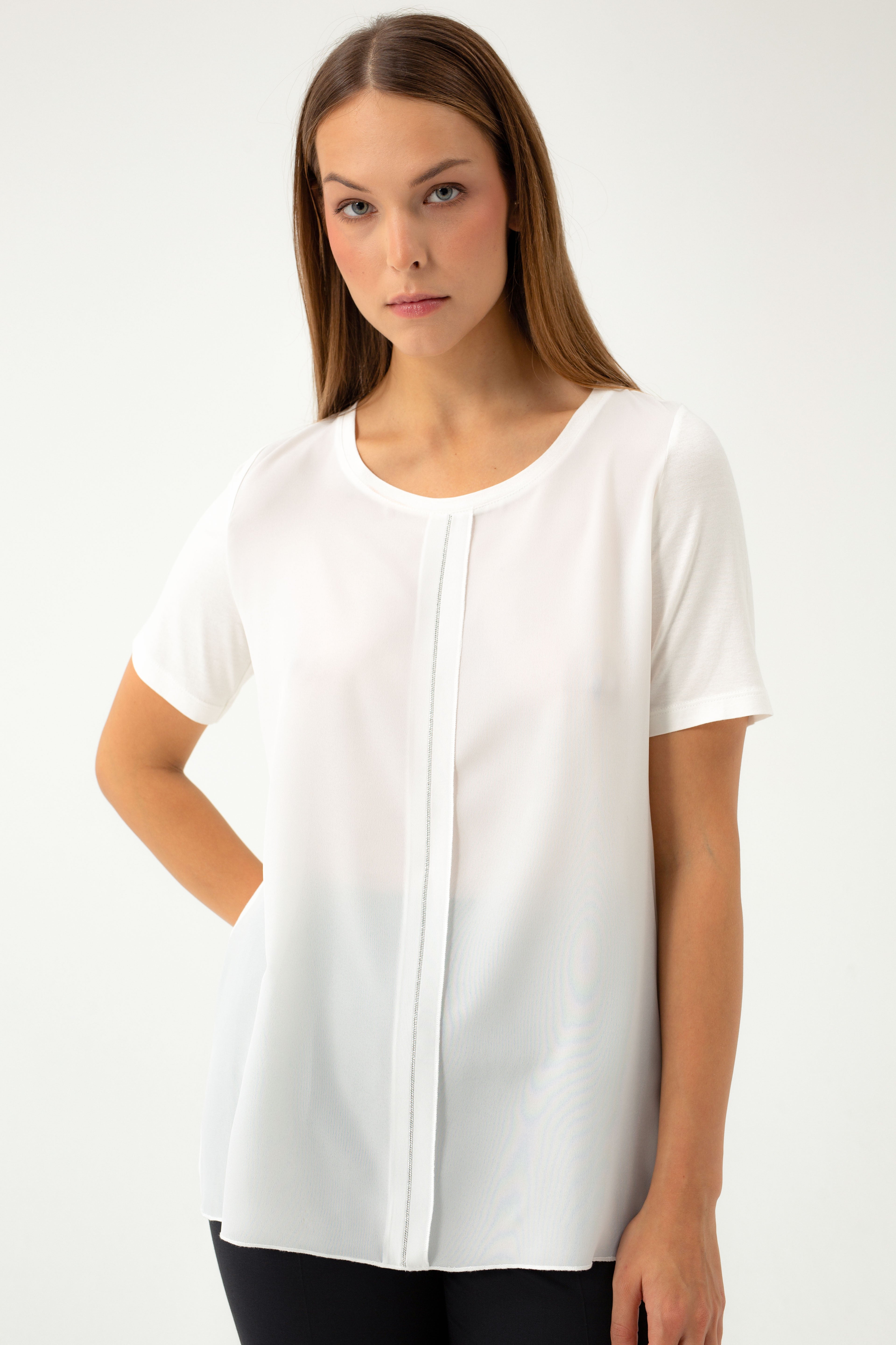 MILK BLOUSE WITH DECORATIVE FRONT