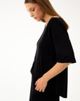 BLACK JERSEY BLOUSE 3/4 SLEEVES