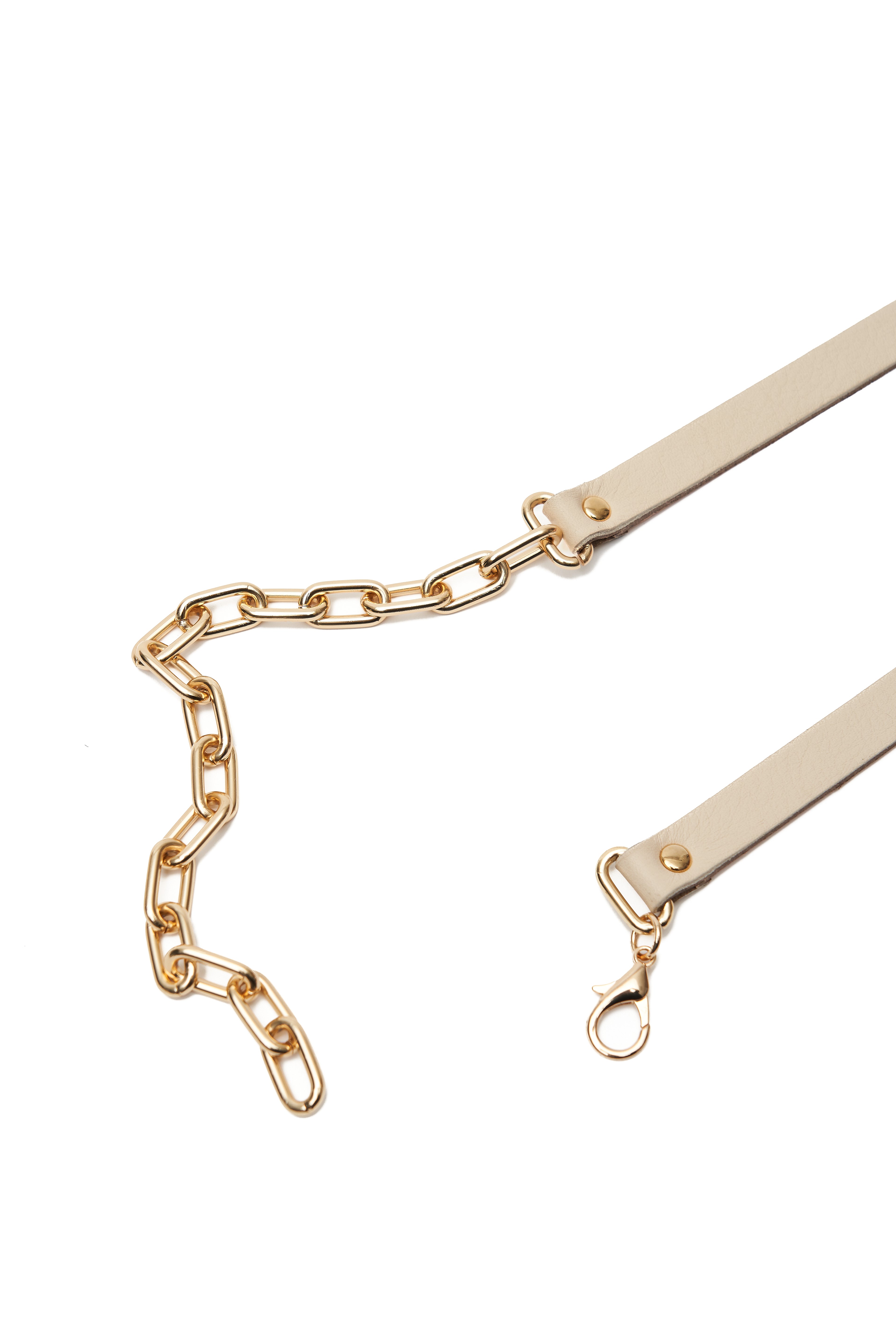 LEATHER BEIGE BELT WITH CHAIN