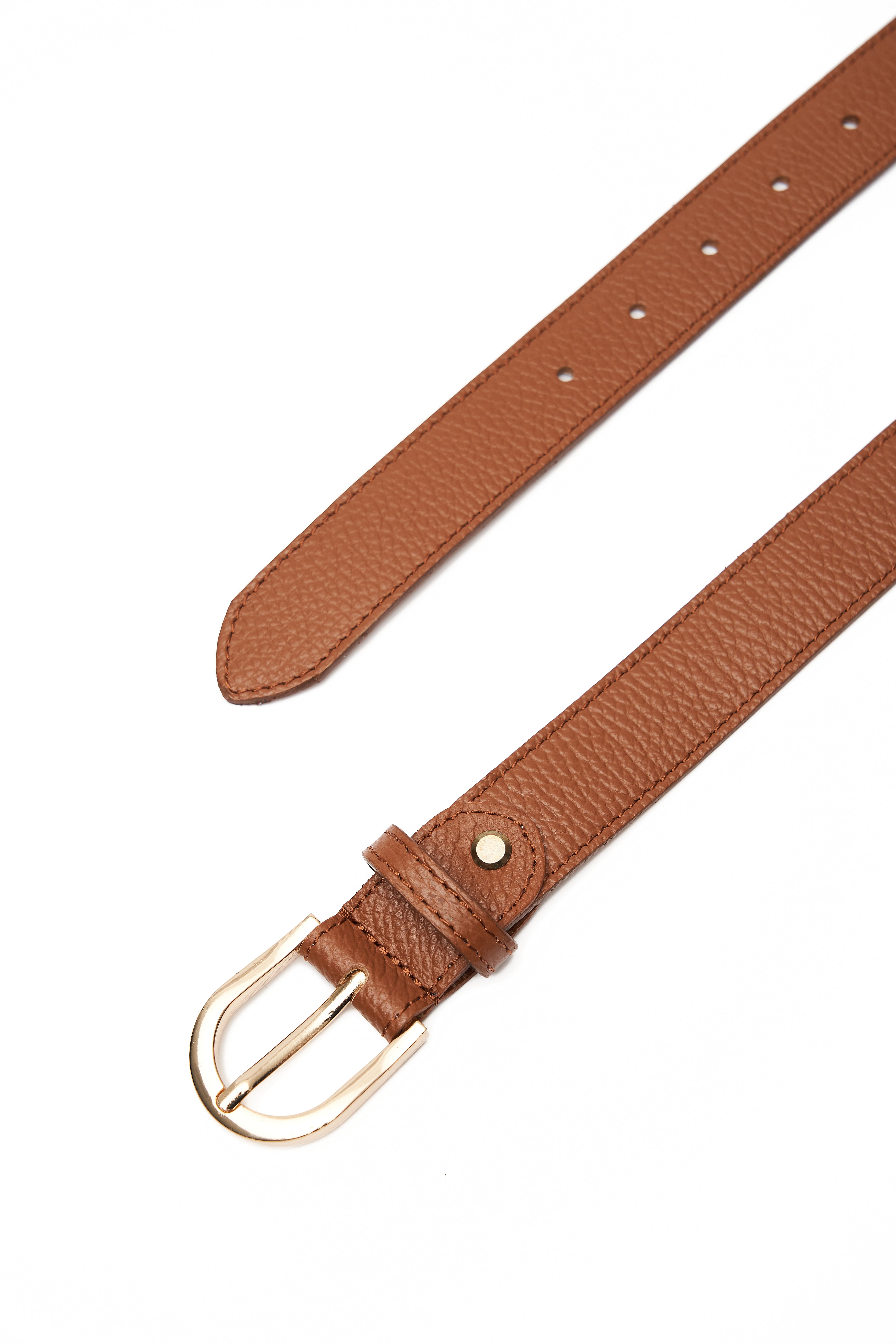 LEATHER BROWN BELT WITH GOLDEN DETAILS