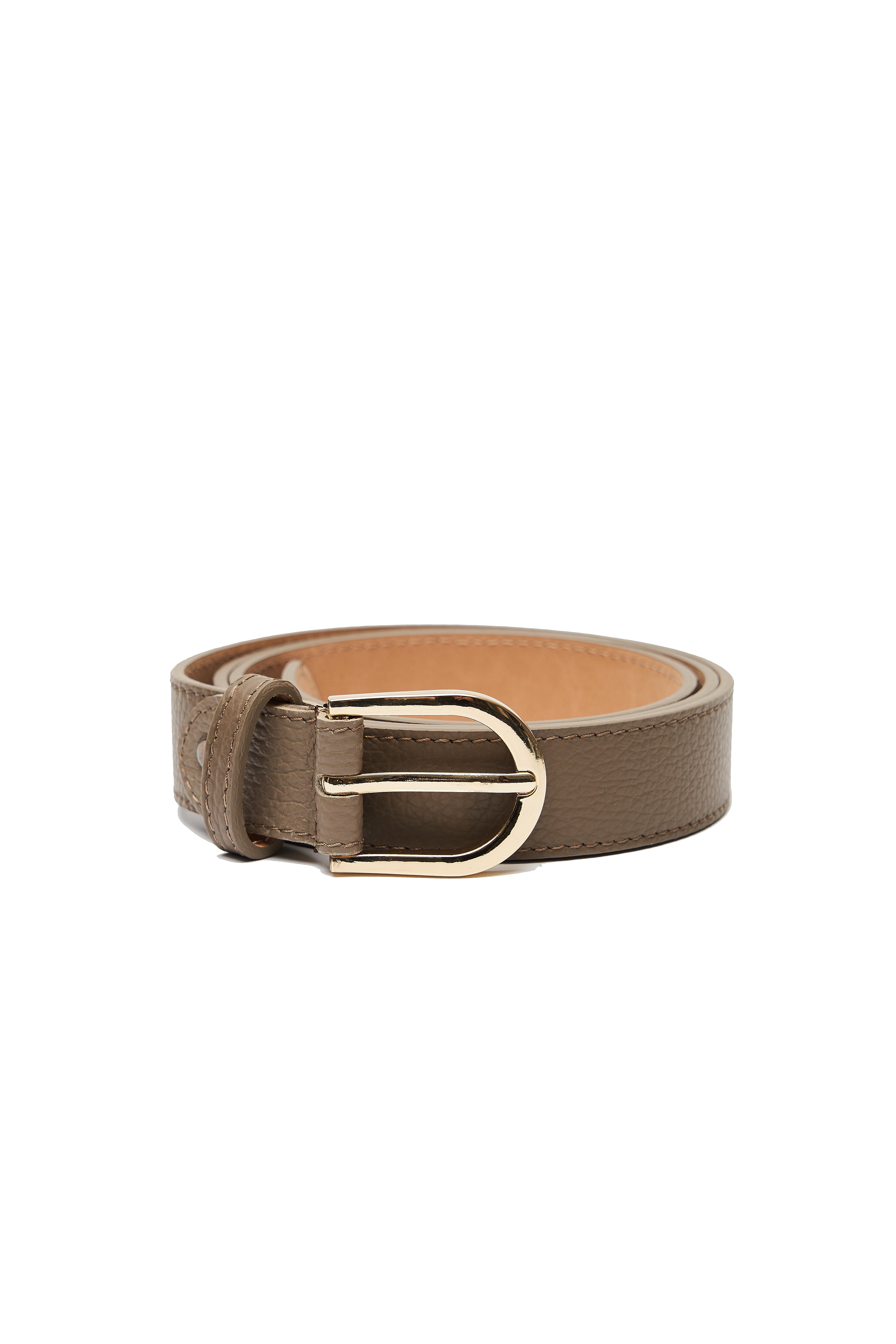 LEATHER CACAO BELT WITH GOLDEN DETAILS