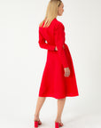 ELEGANT RED DRESS WITH BELT