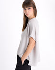 GREY SHORT SLEEVE KNITTED SWEATER