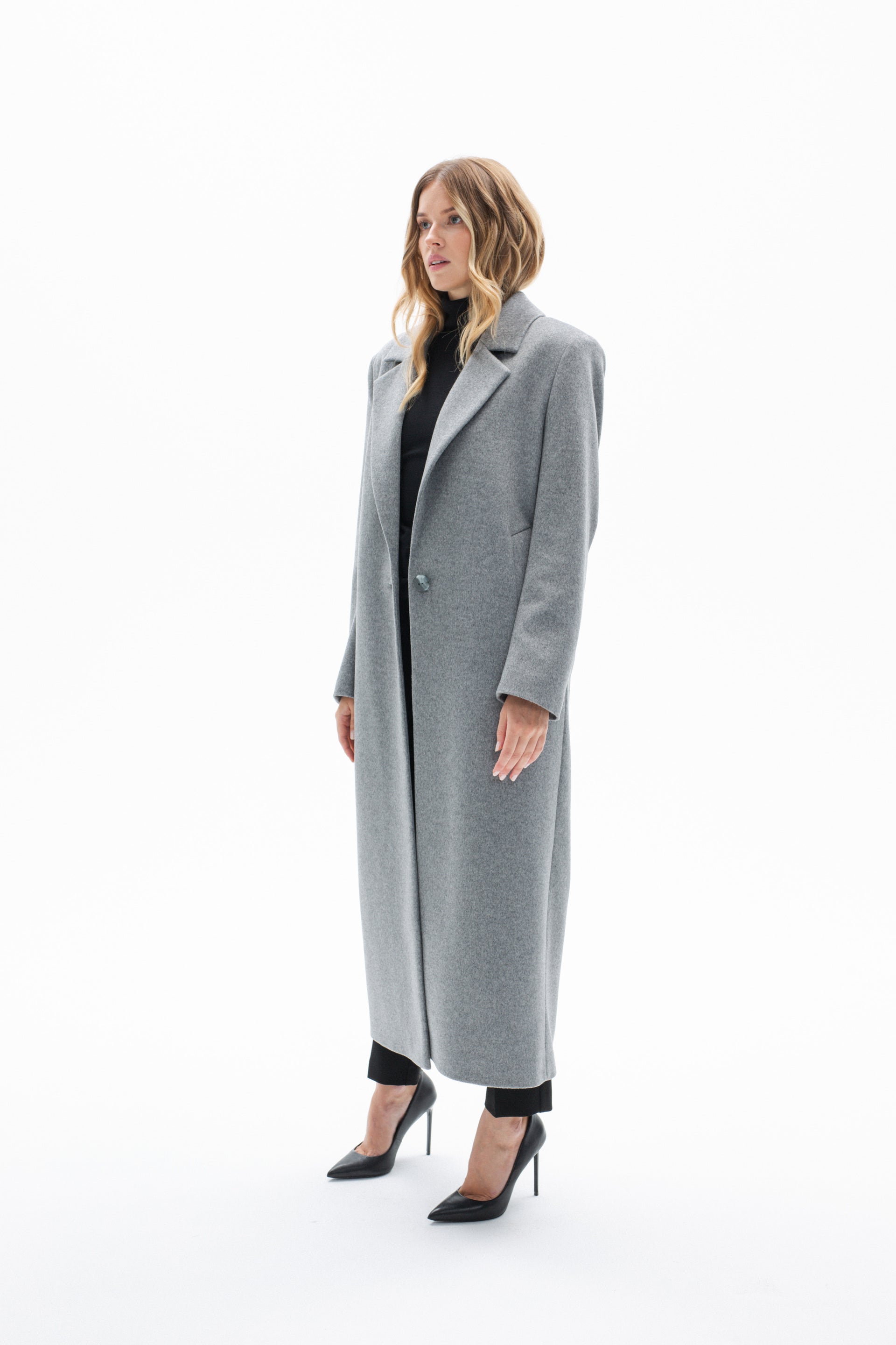 ONE BUTTON CLASSIC GREY COAT