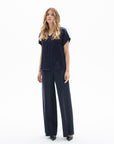 BLUE STRAIGHT SILHOUETTE TROUSERS