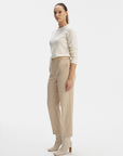 PLEAT FRONT TAPERED TROUSERS IN BEIGE