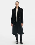 WOOL BLACK DOUBLE-BREASTED COAT