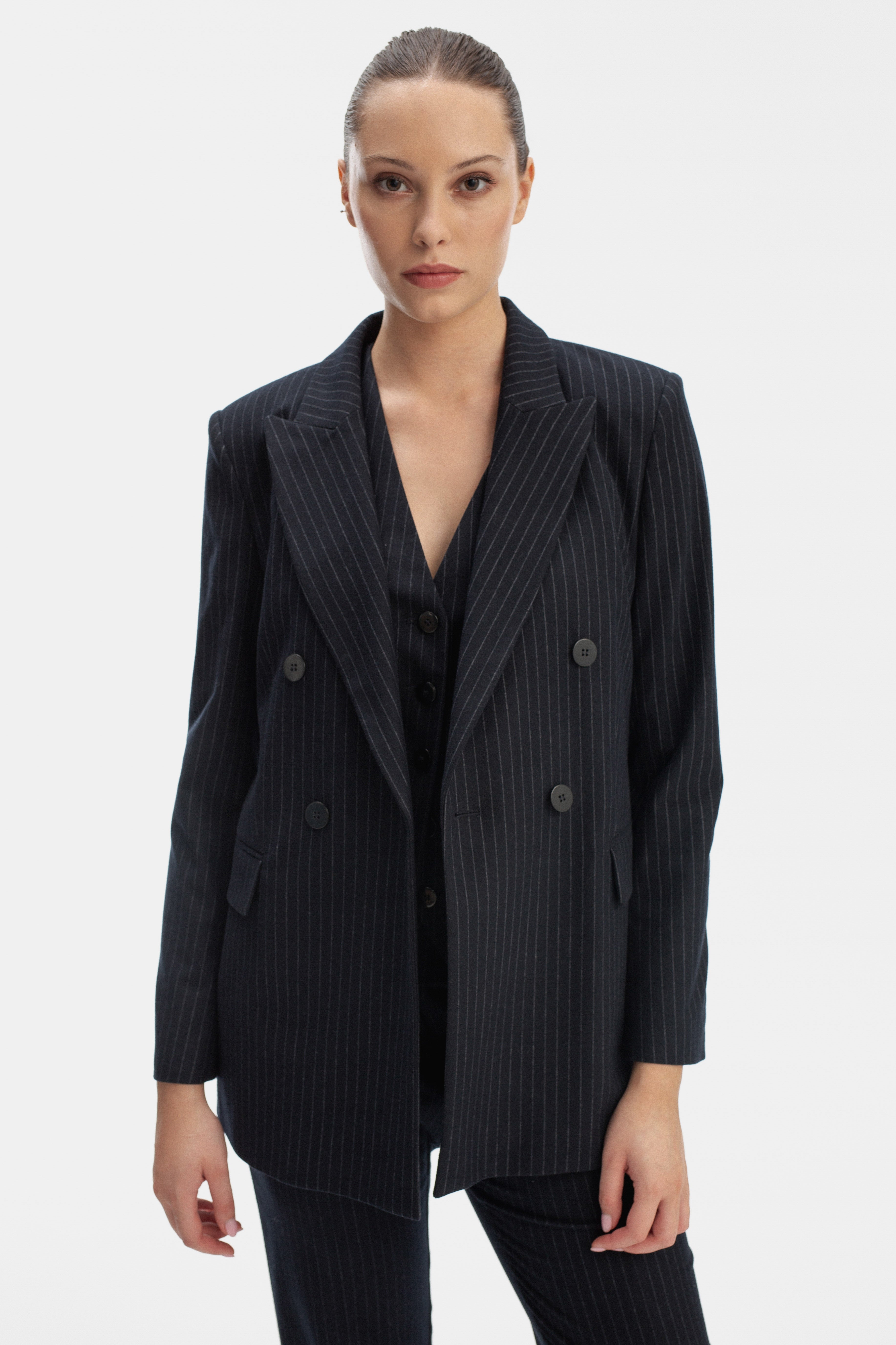 NAVY CLASSIC DOUBLE-BREASTED JACKET