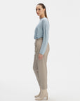 PLEAT FRONT TAPERED TROUSERS IN SAND