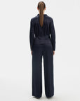 BLUE WIDE-LEG TROUSERS WITH ELASTIC WAIST