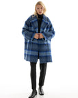 OVERSIZED BLUE CHECKED COAT WITH MEIDA